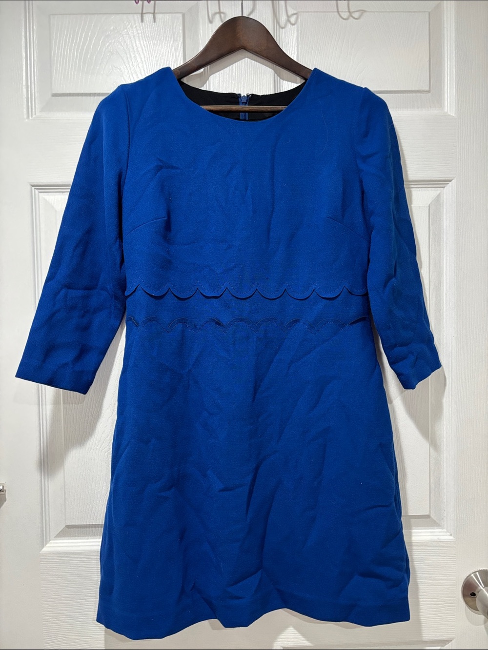 Banana Republic Cobalt Blue Scallop Waist Long Sleeve Dress